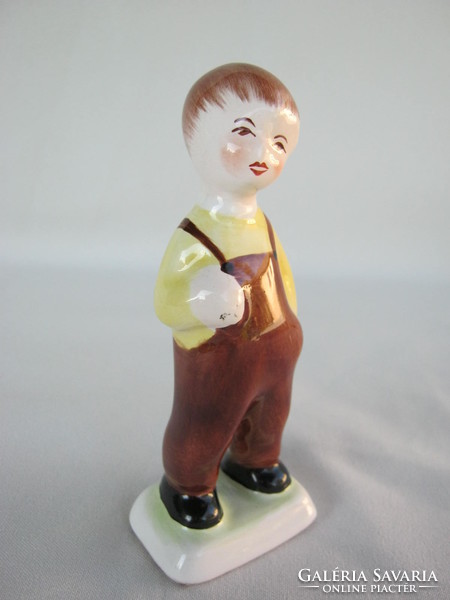 Retro ... Bodrogkeresztúri kerámia figura nipp kerésznadrágos kisfiú