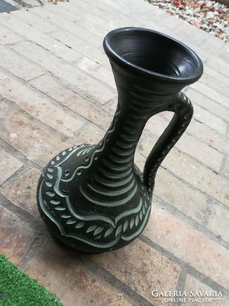 Black-green large water ceramic pitcher 27 cm