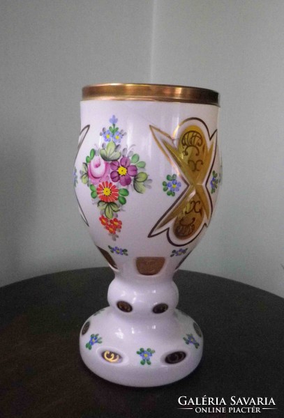 Bohemia bieder stil. Richly painted, flawless, old vase