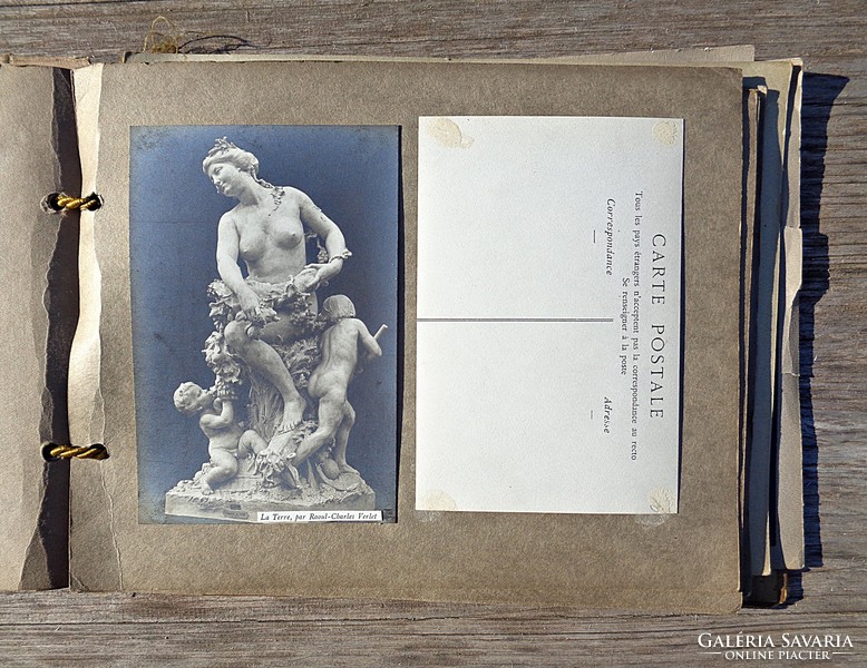 44 Postcards, pictures of works of art, in an album, compiled around 1900