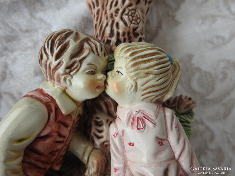Child love - charming old larger size ceramic sculpture statue