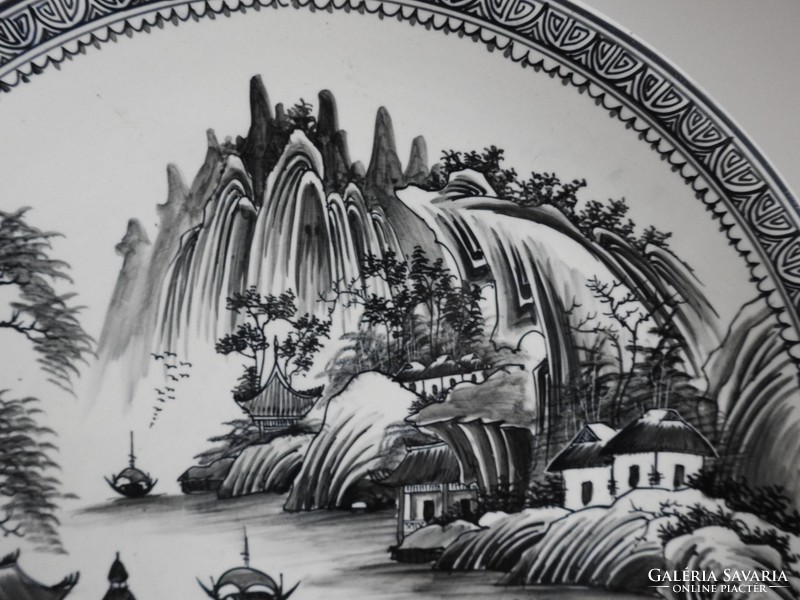 Vietnamese bat trank with huge wall bowl - hand painted landscape