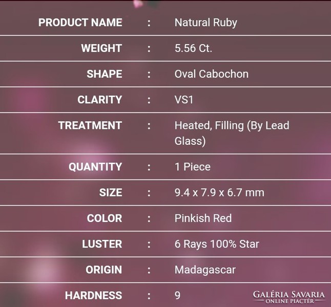 Original Thai star ruby 5.56 Ct