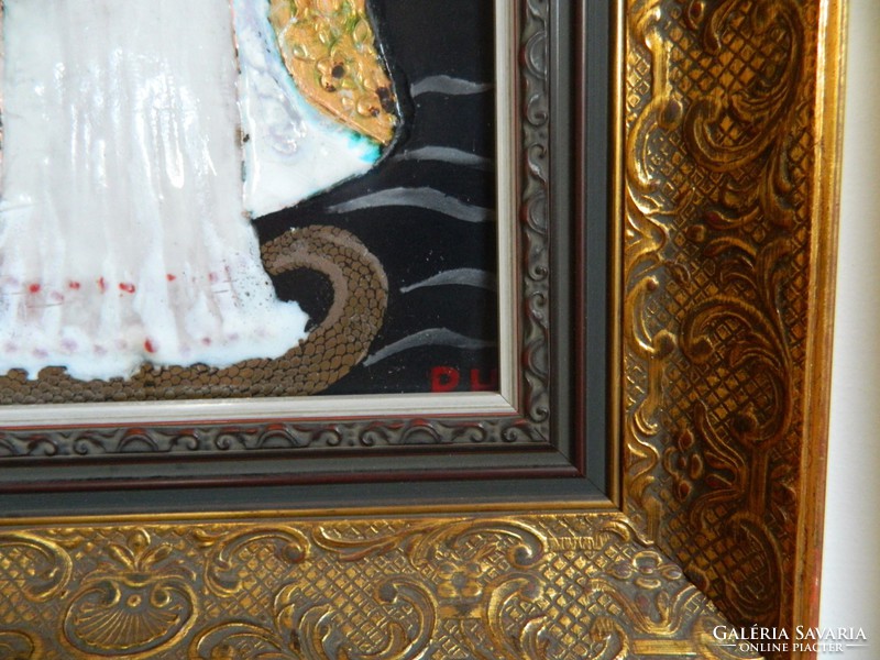 Éva Prácsern Croatian: the power of the Madonna over the serpent - fire enamel image