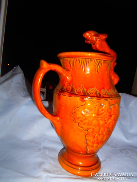 Bait jug with female figure inscribed at the pourer - folk ceramic -tóth f