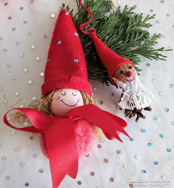 Textile little girl, elf Christmas tree ornament 10-14cm each