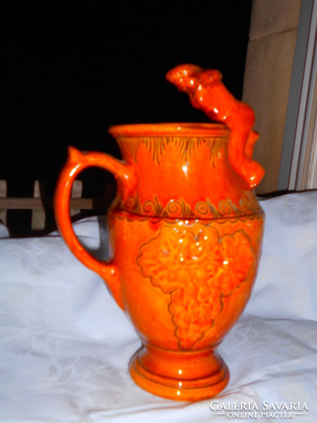 Bait jug with female figure inscribed at the pourer - folk ceramic -tóth f
