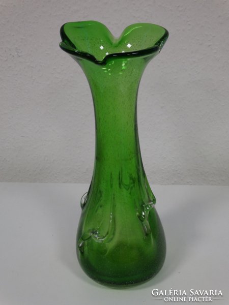 Muránói váza, 32 cm magas, apró buborékokkal