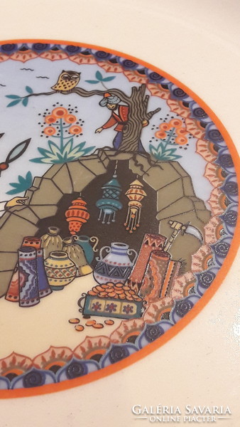 Old fairy tale scene with faience plate for kids