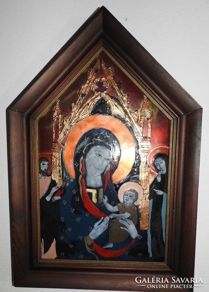 Somogyi Gábor : Szűz Mária a Kisjézussal - tűzzománc falikép