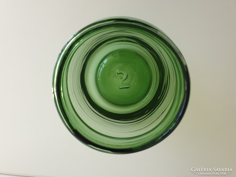 Régi nagy méretű zöld huta befőttes dunsztos üveg  sötétzöld 5 literes lakberendezési dekoráció