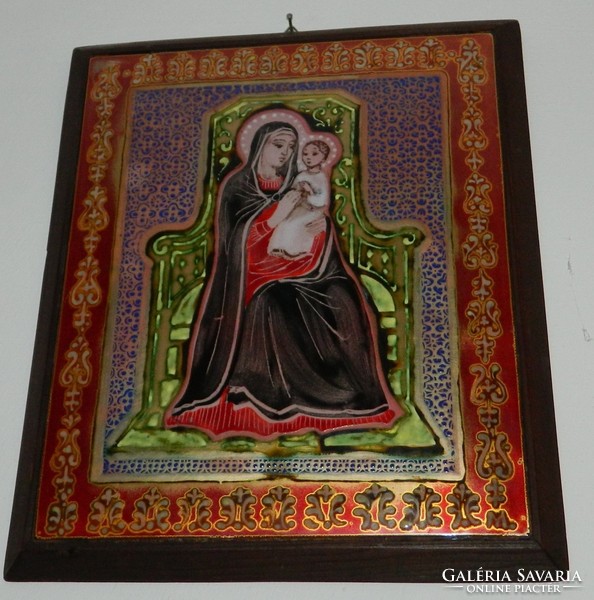 Mayer berta fire enamel picture - madonna with child