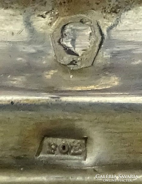 0T910 Ezüst talpas csiszolt bordó kristály kehely 20 cm