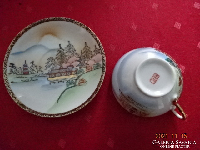 Japán porcelán teáscsésze + alátét, a csésze átlátszó. Vanneki!