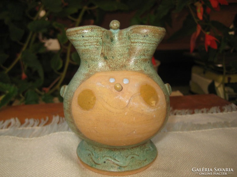 Cheerful small ceramic vase, figure 9 cm