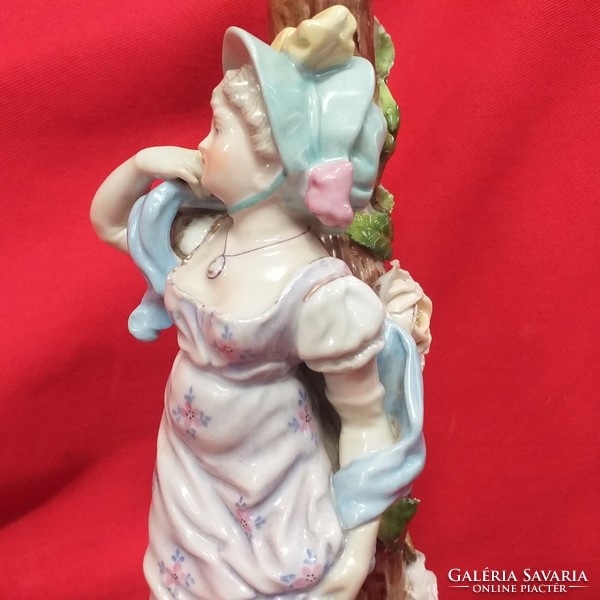 Alt German, Germany sohn in plaue & c.G. Schierholz 1870-1894, porcelain baroque lady figure. 27 cm.