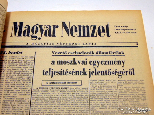 September 22, 1968 / Hungarian nation / 1968 newspaper for birthday! No. 19597