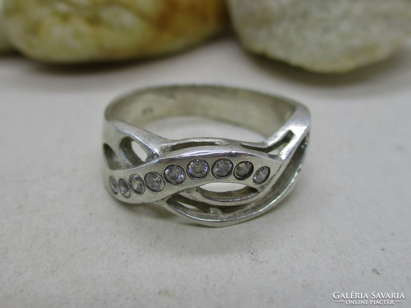 Beautiful silver ring with white stones