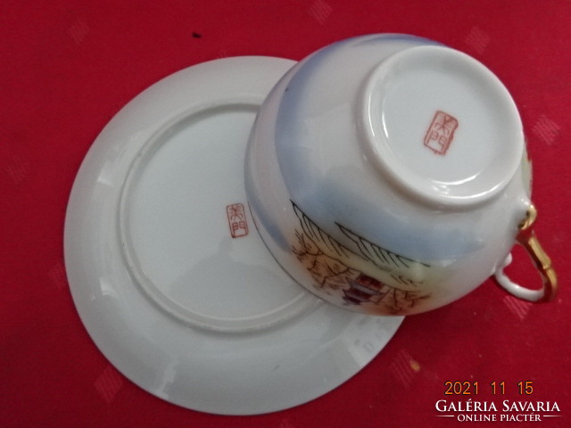 Japán porcelán teáscsésze + alátét, a csésze átlátszó. Vanneki!