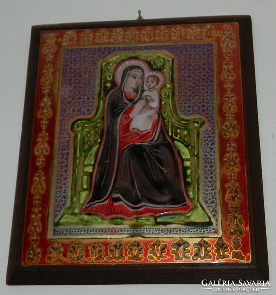 Mayer berta fire enamel picture - madonna with child