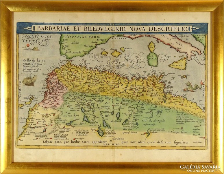 1A347 Abraham Ortelius: Mediterranean Sea 1574