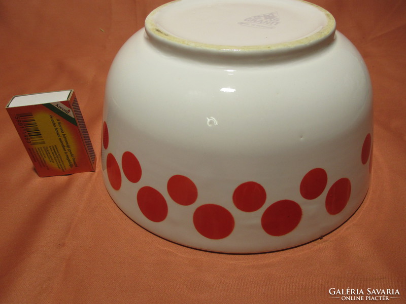 Red polka dot granite bowl from Kispest