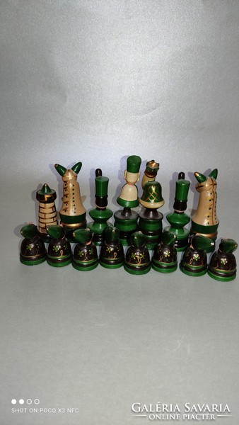 Vintage extrém ritka kézzel készült faragott sakk készlet tábla nélkül német '60-as évek