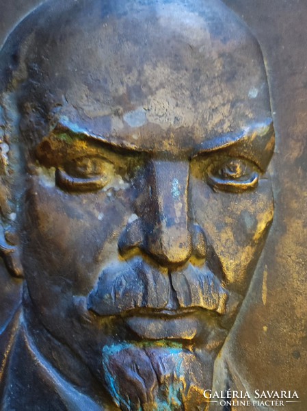 Csíkszentmihályi Róbert : Lenin  bronz relief 33x28 cm