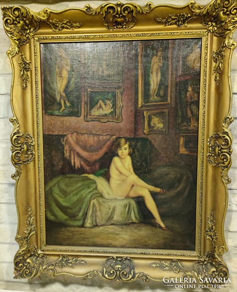 Rudolf Merényi (1893-1957) studio 80x60 cm + frame on oil canvas