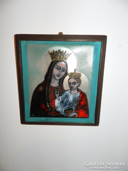 Mayer Berta tűzzománc kép - Madonna gyermekkel 3.