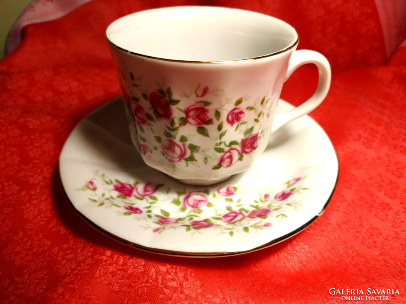 Virág mintás porcelán kávés készlet (6 szem).