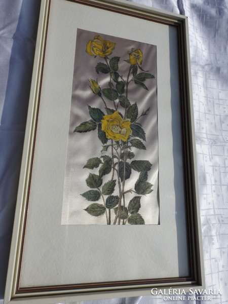 From a Viennese art dealer: silk painting couple - flowers