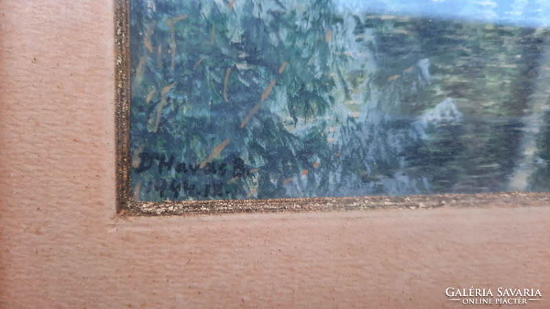 Havas Benedek: Erdei táj (1944, aquarell, 46x36cm, üveg alatt)