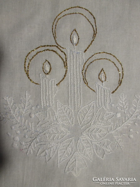 Beautiful Christmas hand embroidered tablecloth running