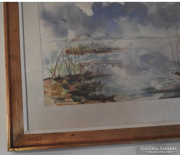 István Zsámbor - before the storm at Lake Balaton - gallery watercolor