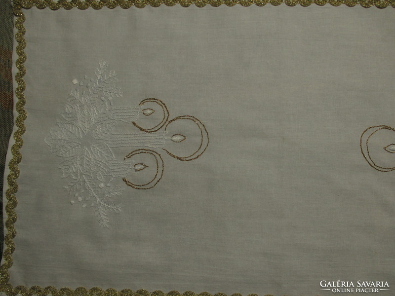 Beautiful Christmas hand embroidered tablecloth running