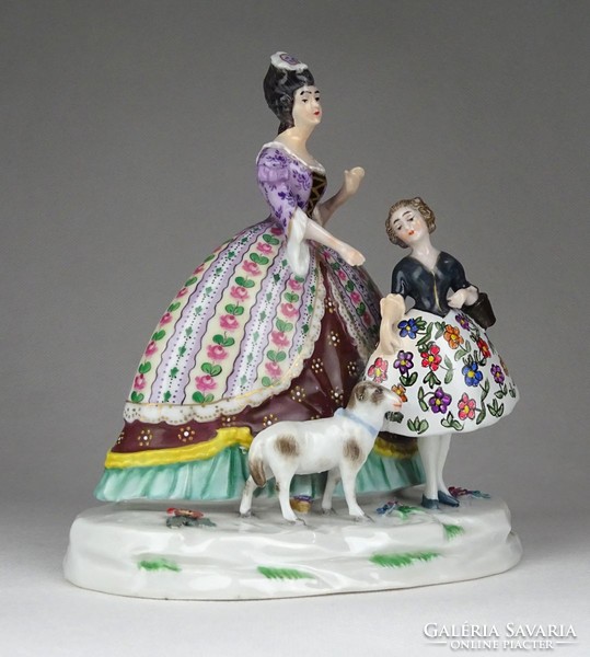 0Z878 antique marked sevres porcelain lady with lamb