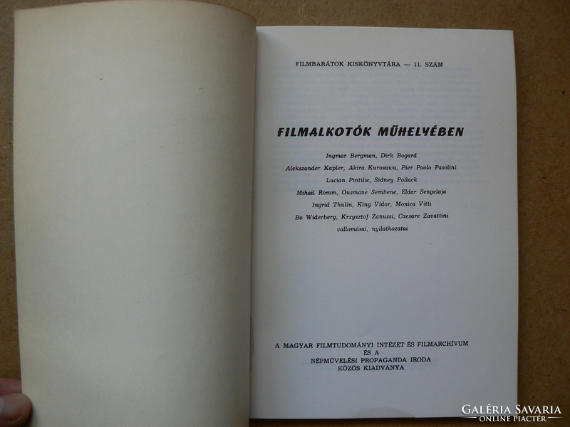 In the workshop of filmmakers, small library of film lovers 11., Book in good condition (1000 e.g.) Rare!