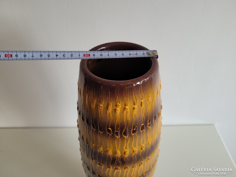 Old retro enameled metal floor vase lampart bonyhád enamel mid century vase