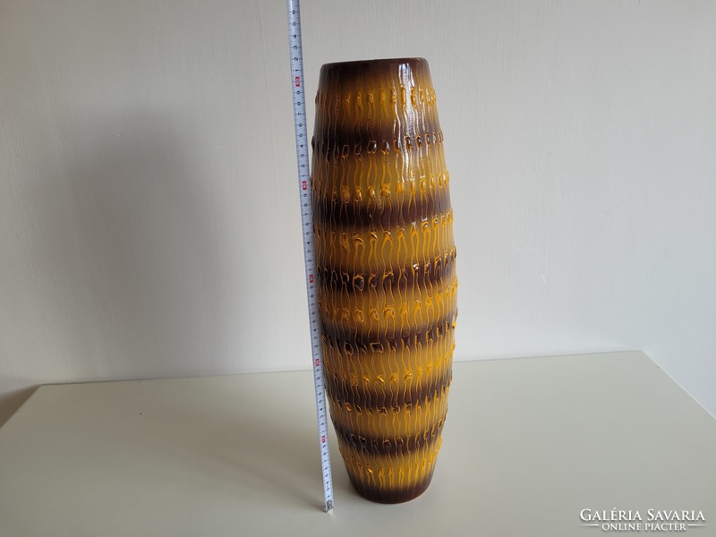 Old retro enameled metal floor vase lampart bonyhád enamel mid century vase