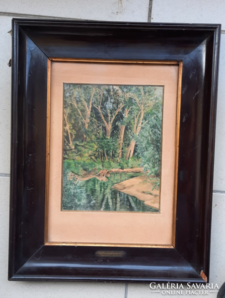 Havas Benedek: Erdei táj (1944, aquarell, 46x36cm, üveg alatt)