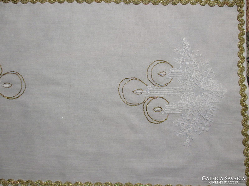 Beautiful Christmas hand embroidered tablecloth running