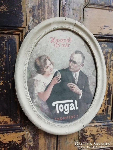 Togal advertising, oval sign, pre-World War II, rare collectible piece