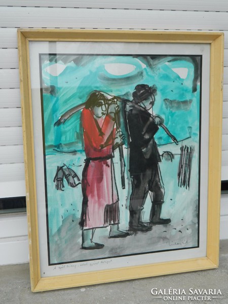 Lipták Pál festménye - akvarell  A szél hideg, északi gyászt ereget