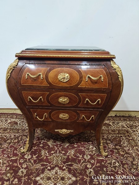 3 Drawer inlaid belly chest of drawers