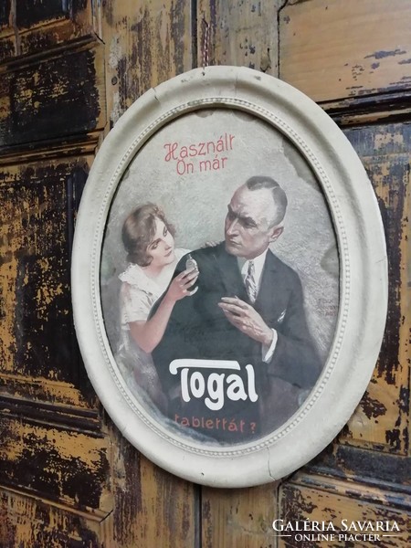 Togal advertising, oval sign, pre-World War II, rare collectible piece