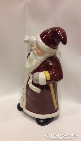 Antique old large size hand painted porcelain Santa Claus Santa figurine with sack Christmas decoration