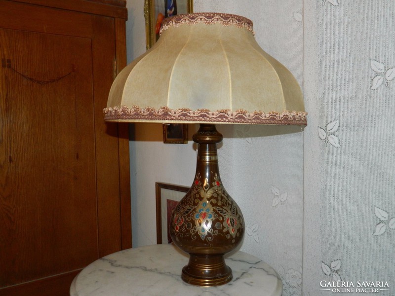 Cloissone hatalmas indiai tűzzománc díszítéses réz lámpa