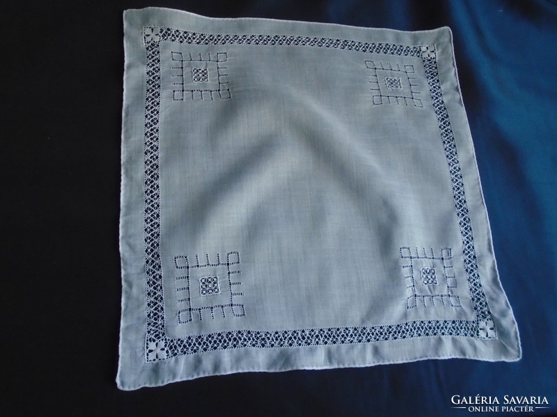 Antique, sewn lacy batiste handkerchief.