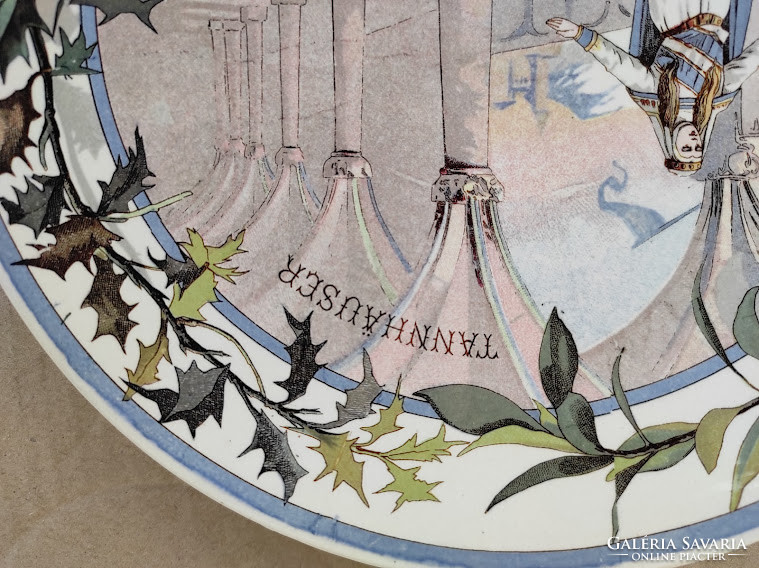 Antik Wagner Tannhauser motívumos sarreguemines komolyzene porcelán fali tányér 4707